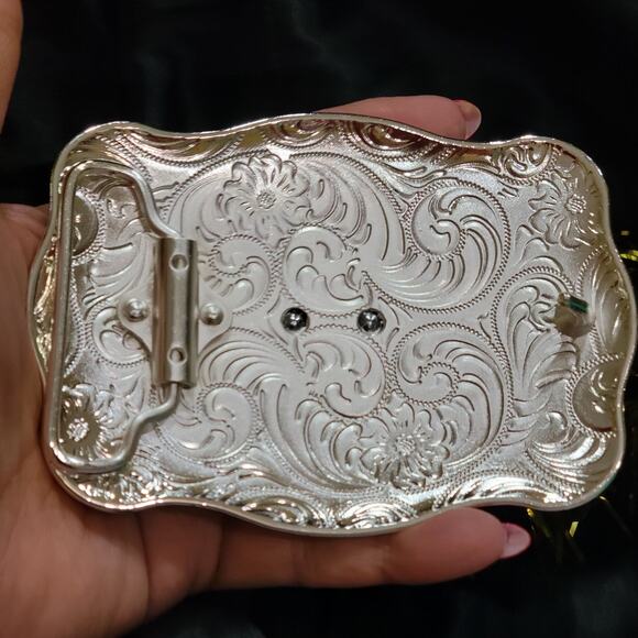 Centenario Cowboy Belt Buckle Western Hebilla Rodeo Silver Rosetone Coin - Picture 5 of 9